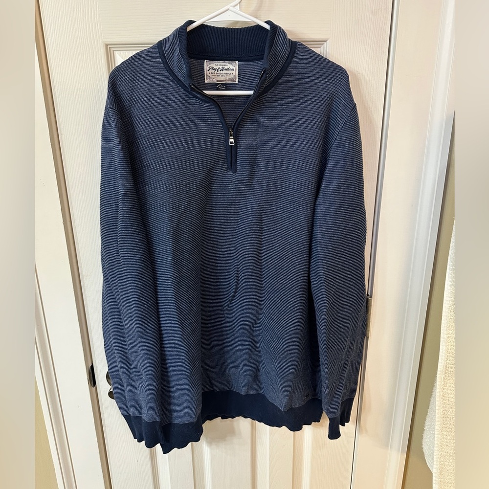FLAG & ANTHEM quarter zip sweater in navy heather Preppy Classic Traditional